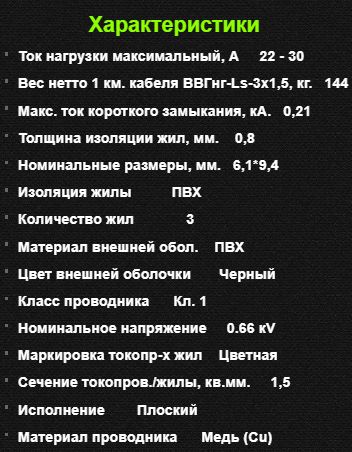 Кабель ВВГнг-Ls-3х1.5 цена за метр